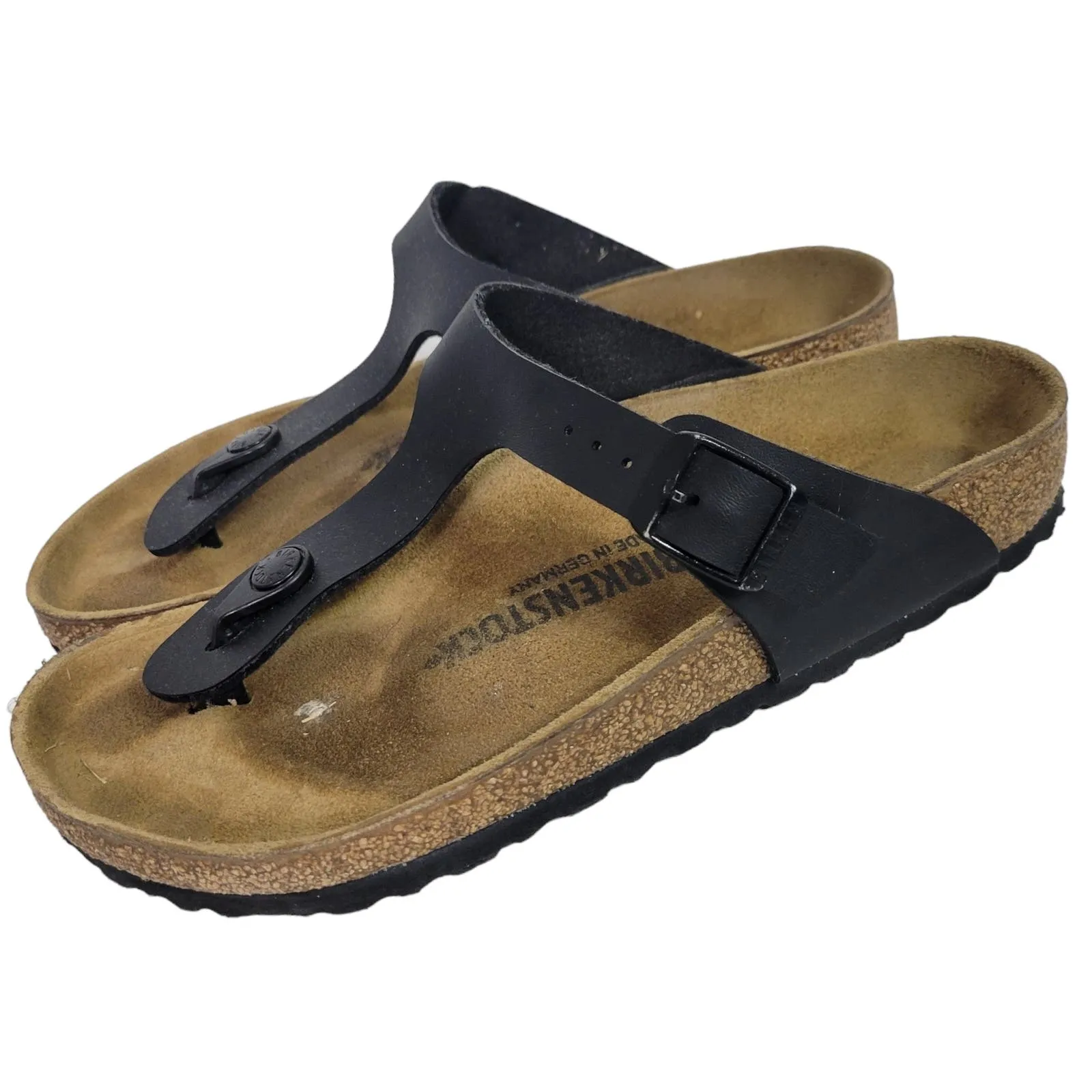 Birkenstock Gizeh Sandals Black Thong Birko Flor Slides Slip On Contour Footbed Size 37 6