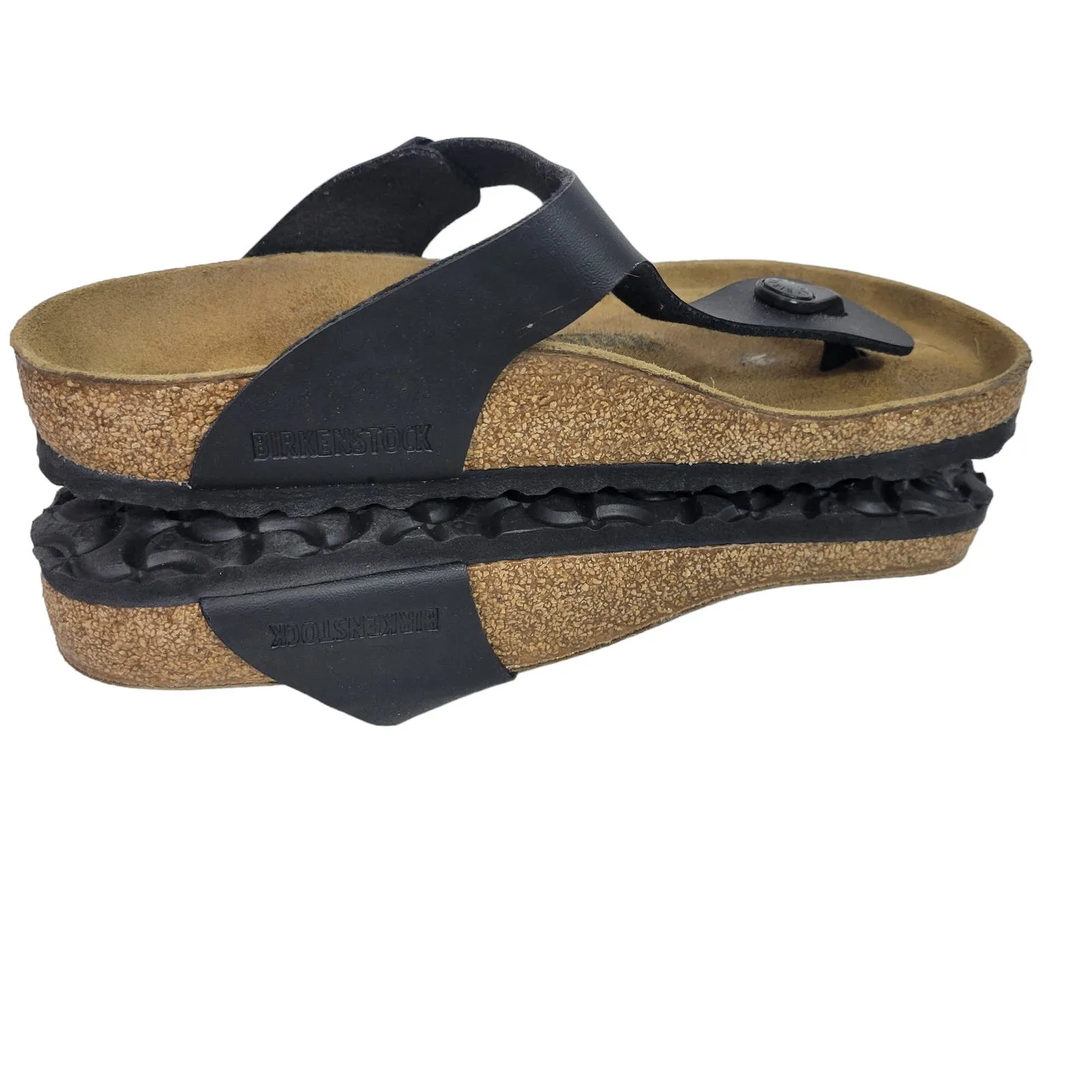 Birkenstock Gizeh Sandals Black Thong Birko Flor Slides Slip On Contour Footbed Size 37 6