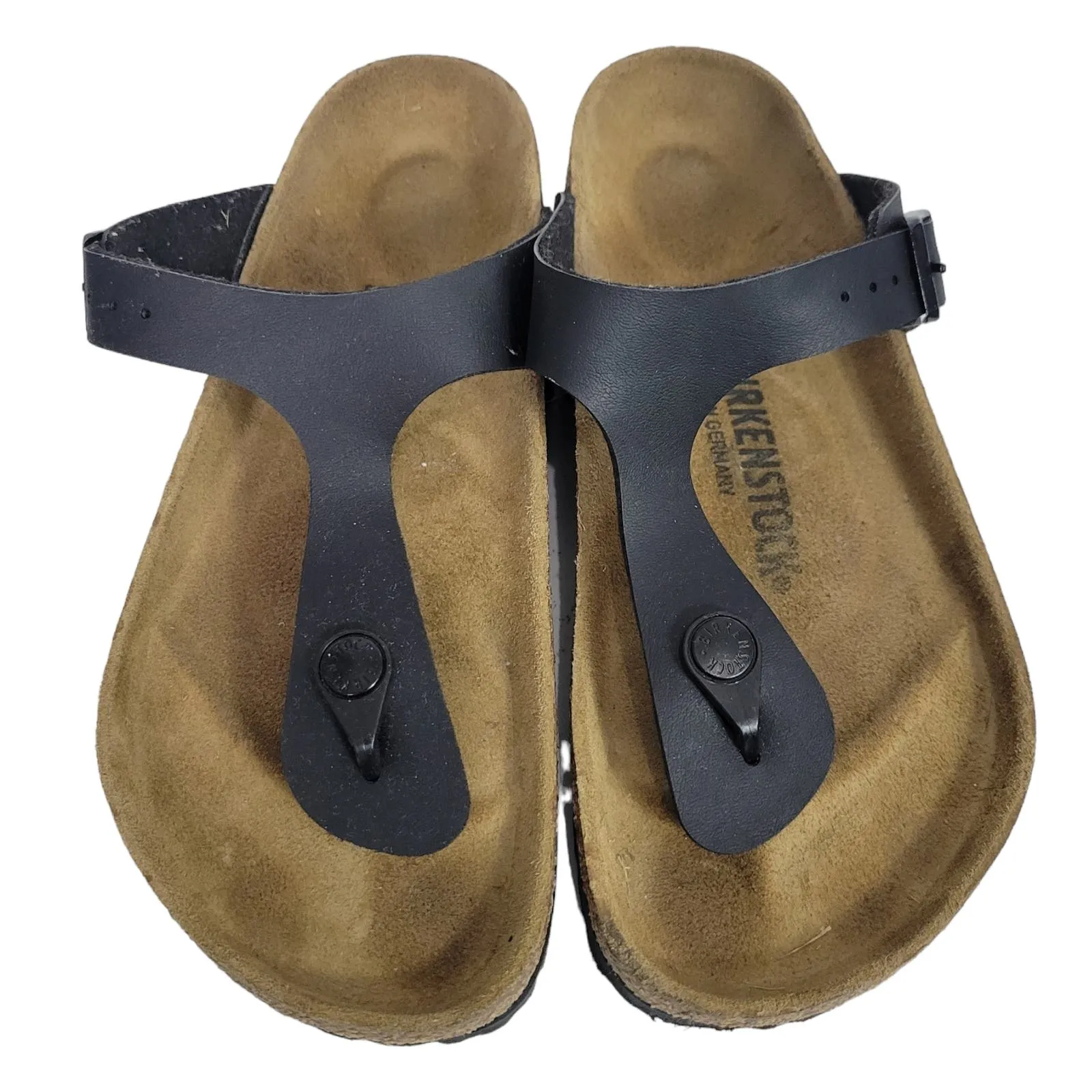 Birkenstock Gizeh Sandals Black Thong Birko Flor Slides Slip On Contour Footbed Size 37 6