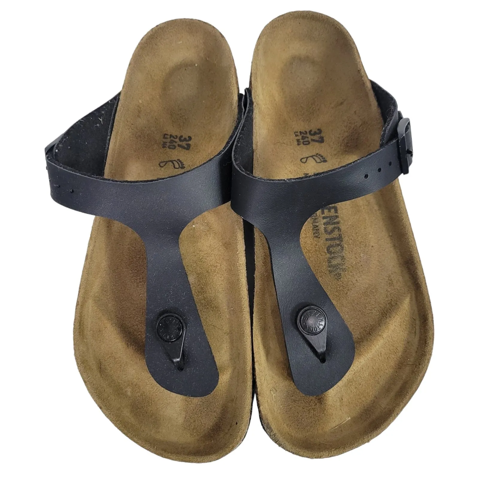 Birkenstock Gizeh Sandals Black Thong Birko Flor Slides Slip On Contour Footbed Size 37 6
