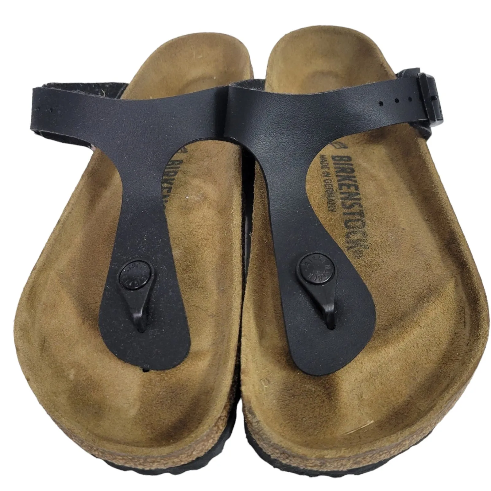 Birkenstock Gizeh Sandals Black Thong Birko Flor Slides Slip On Contour Footbed Size 37 6