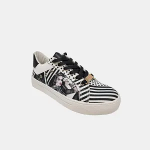 Black Printed Vegan Leather Lace Up Sneaker