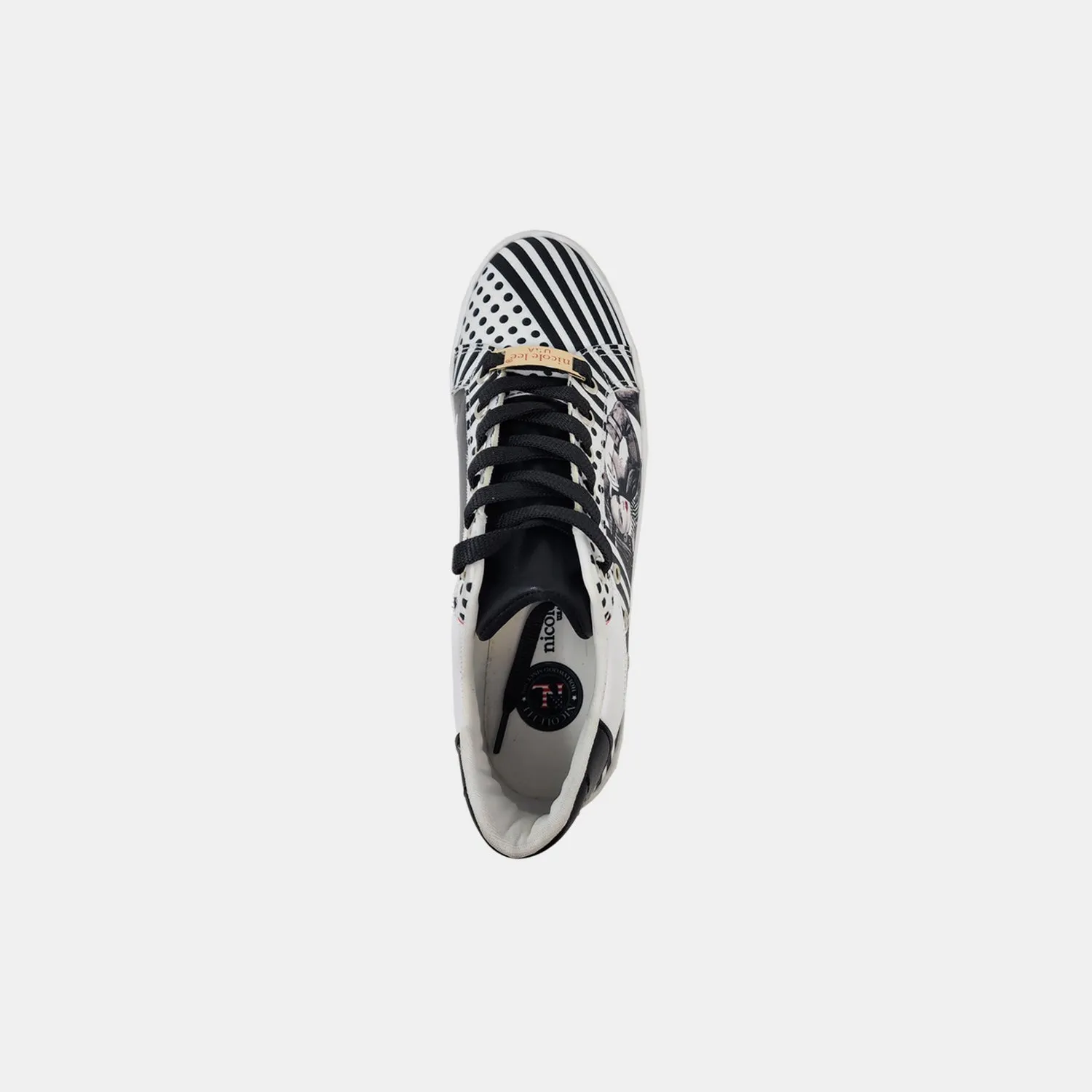 Black Printed Vegan Leather Lace Up Sneaker