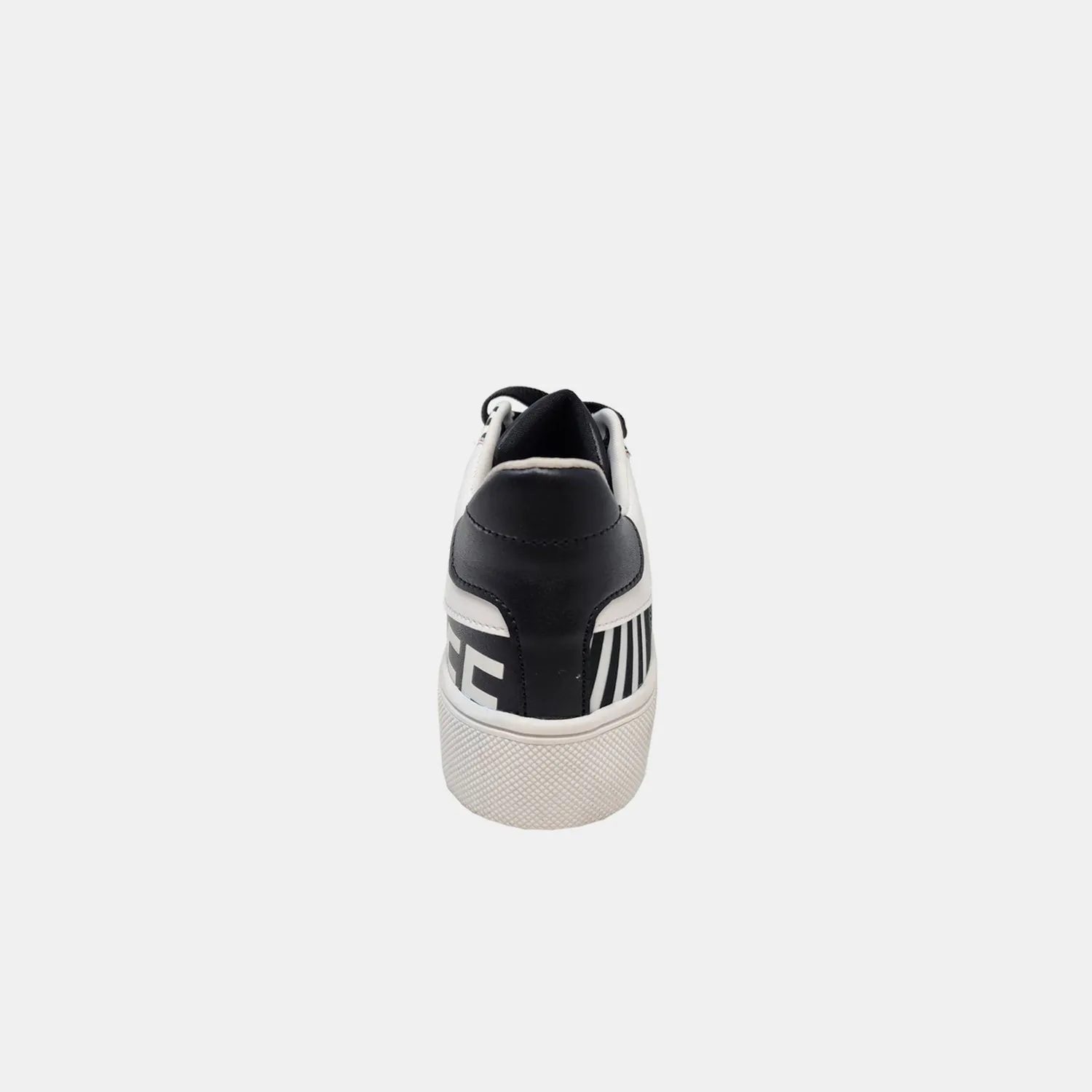 Black Printed Vegan Leather Lace Up Sneaker