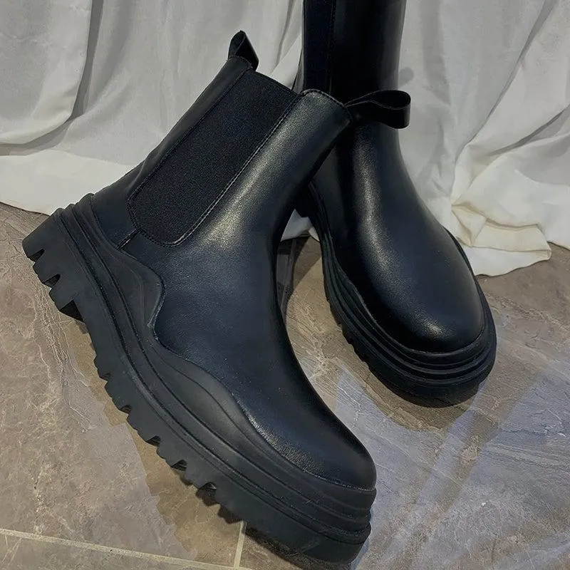 Chicmy- Mid Boots With Thick Soles