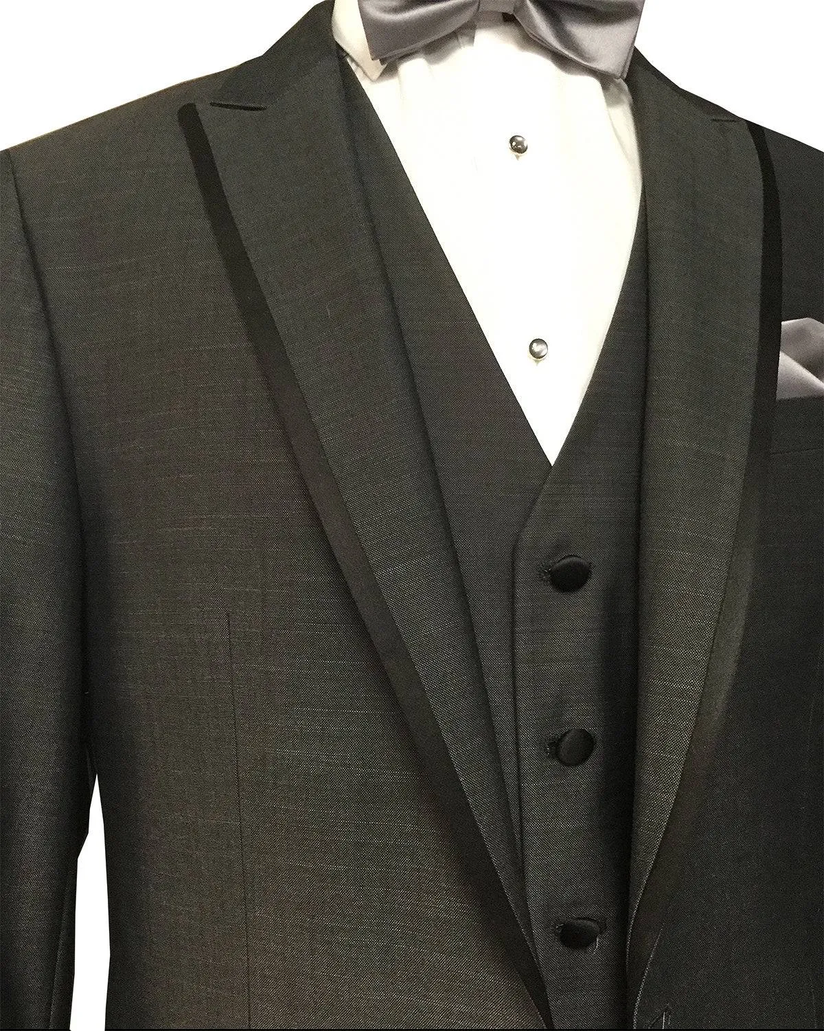 Dark Grey Matching Peak Lapel Tuxedo Rental