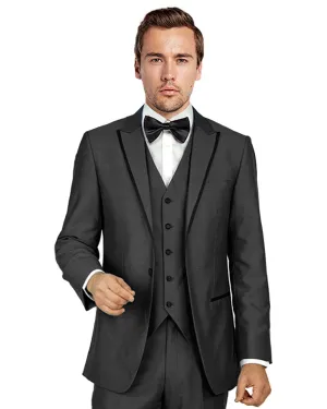 Dark Grey Matching Peak Lapel Tuxedo Rental