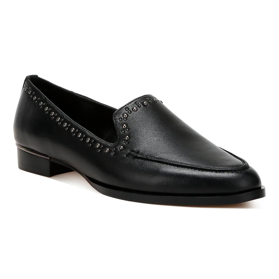 Delicate Stud Detail Leather Loafers