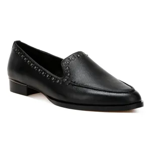 Delicate Stud Detail Leather Loafers