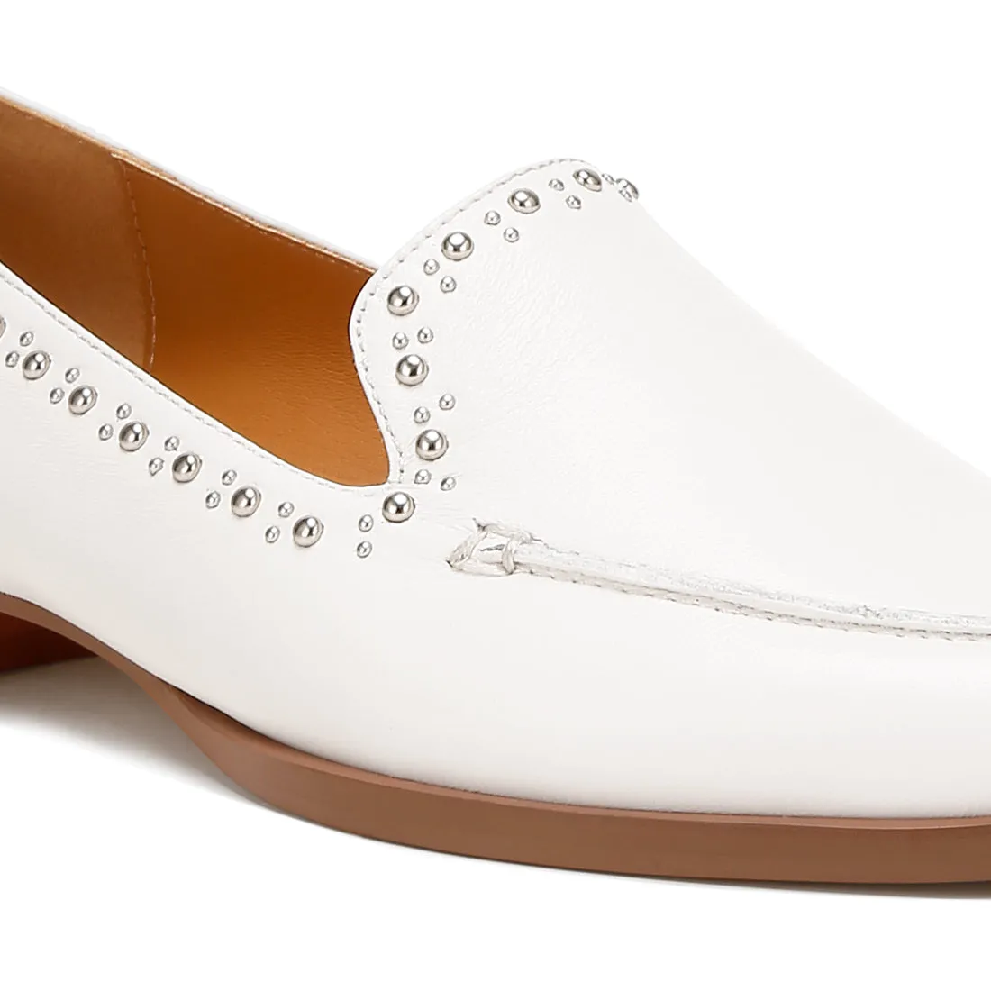 Delicate Stud Detail Leather Loafers