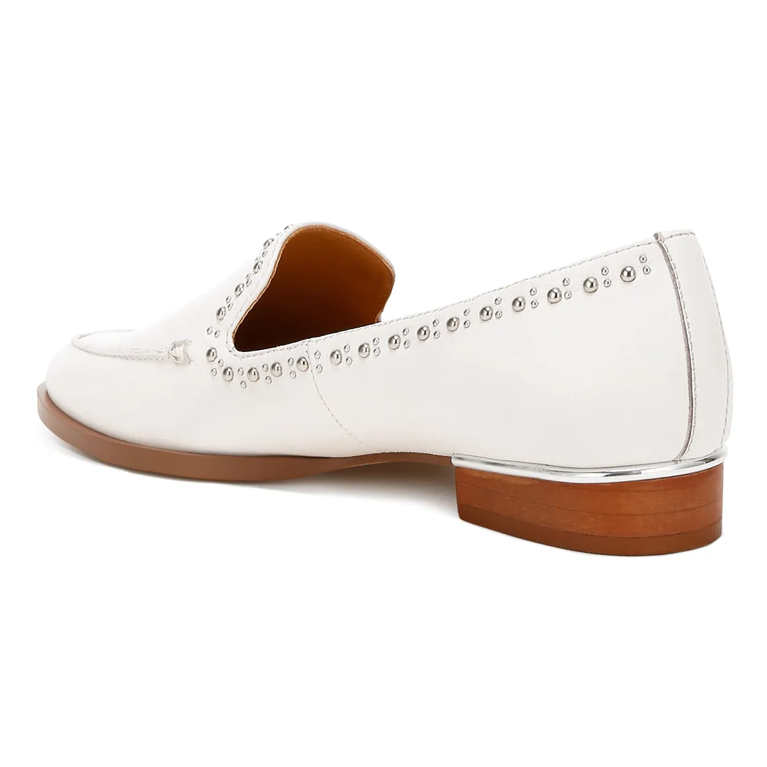 Delicate Stud Detail Leather Loafers