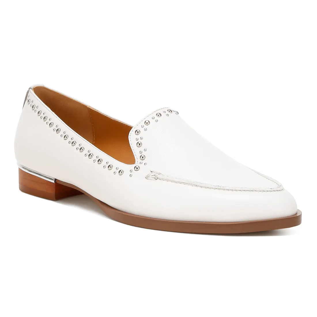 Delicate Stud Detail Leather Loafers