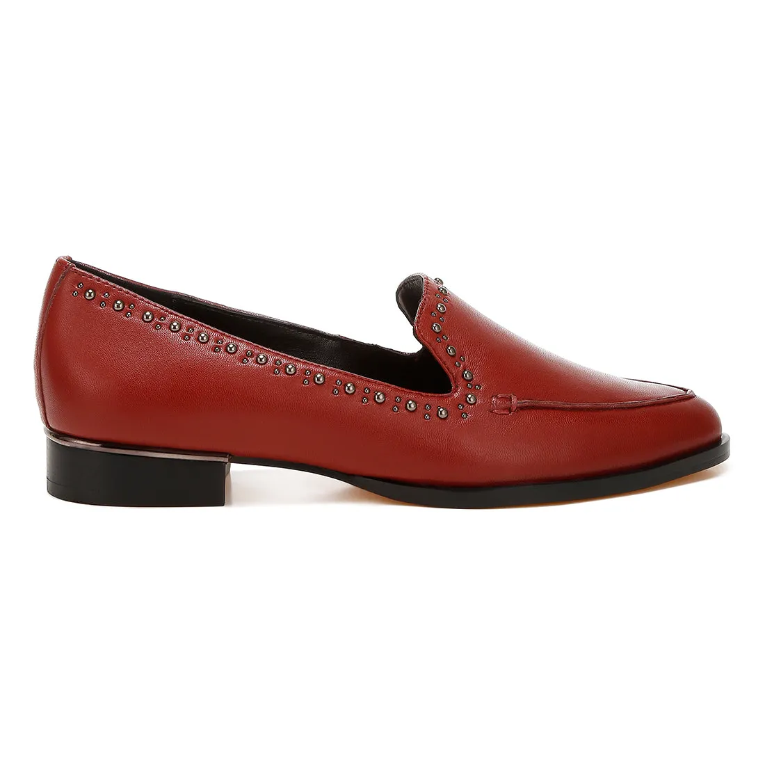 Delicate Stud Detail Leather Loafers