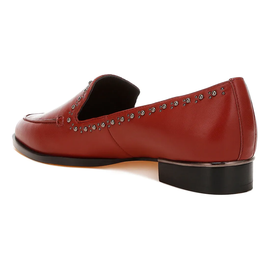 Delicate Stud Detail Leather Loafers