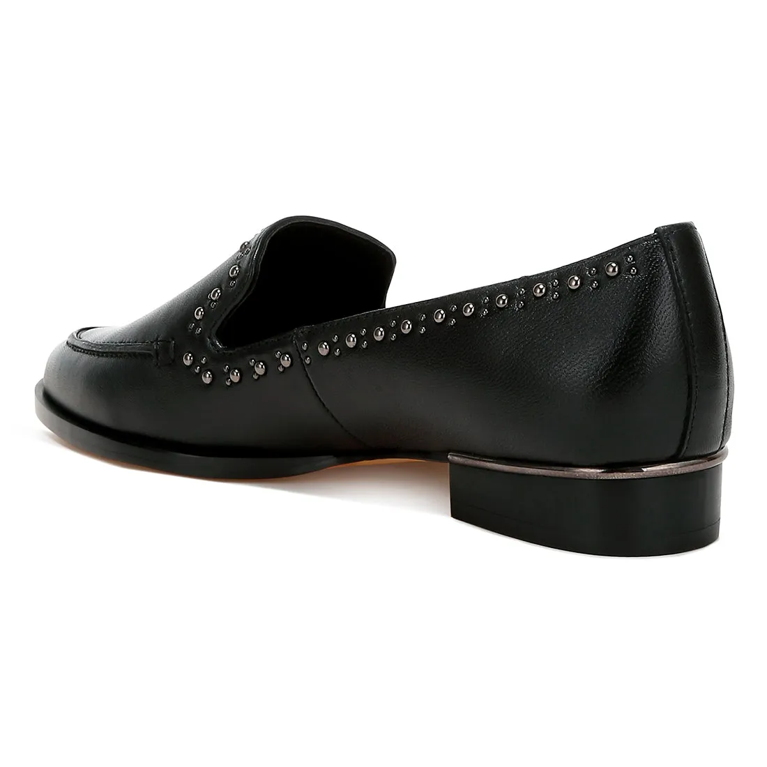 Delicate Stud Detail Leather Loafers