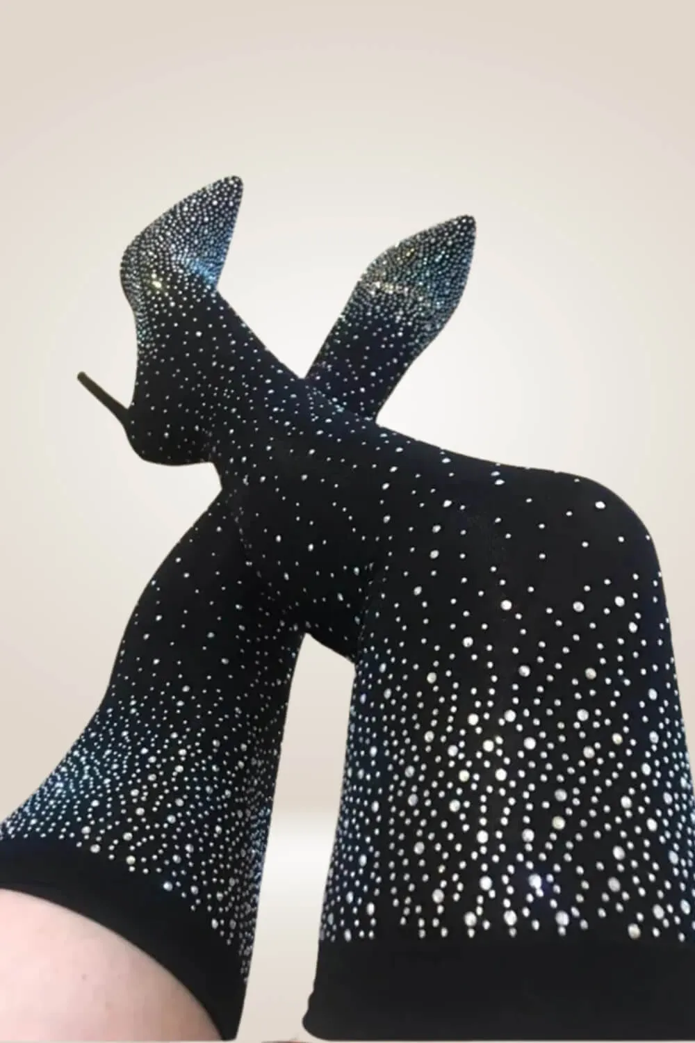 Glitter High Heels Black Over The Knee Boots