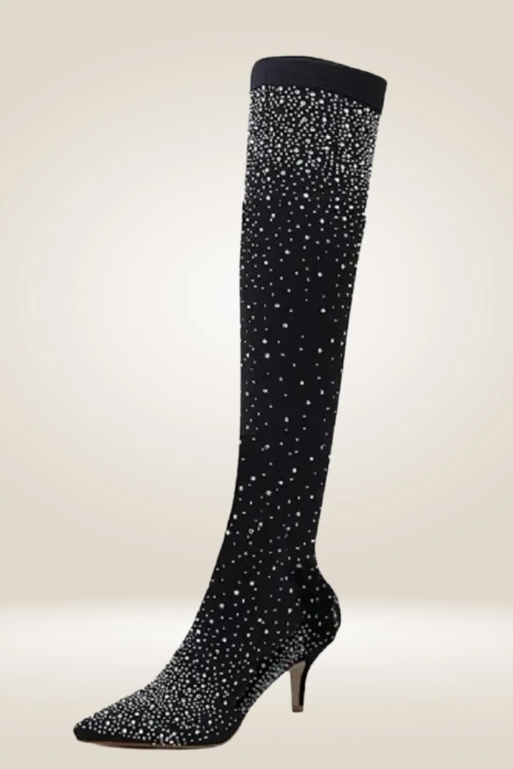 Glitter High Heels Black Over The Knee Boots