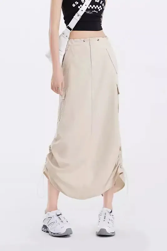 Grey Cargo Skirt with Pockets
