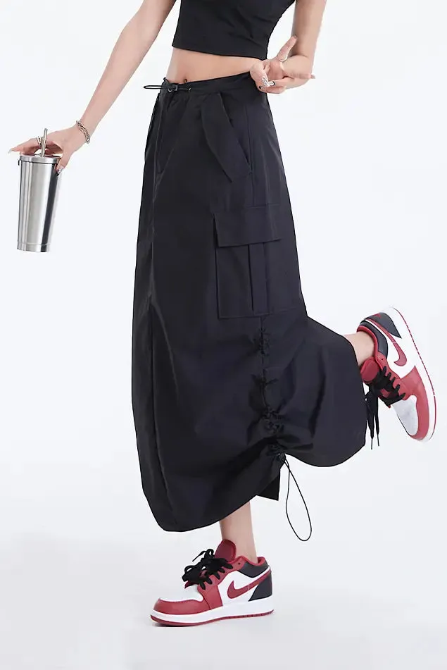 Grey Cargo Skirt with Pockets