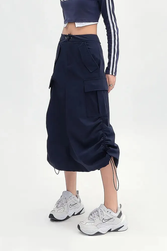 Grey Cargo Skirt with Pockets