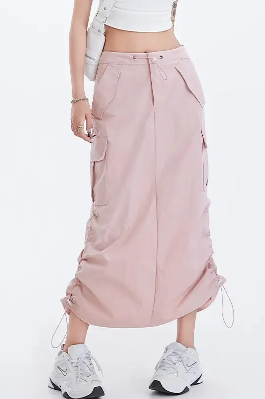 Grey Cargo Skirt with Pockets