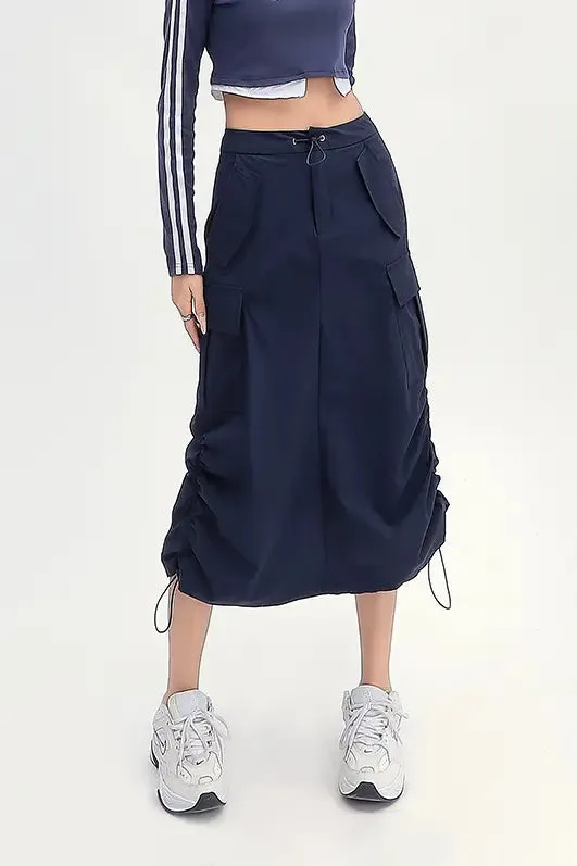 Grey Cargo Skirt with Pockets