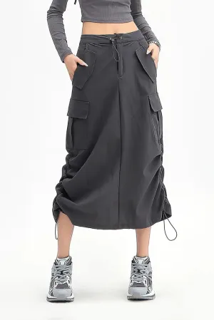 Grey Cargo Skirt with Pockets