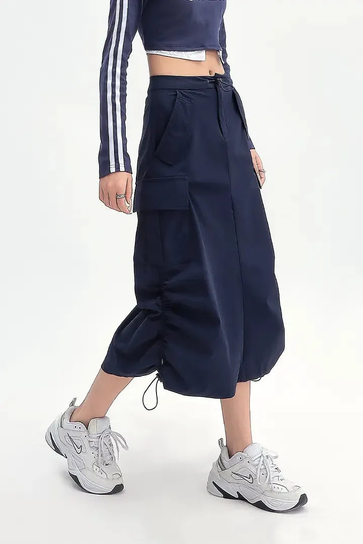 Grey Cargo Skirt with Pockets