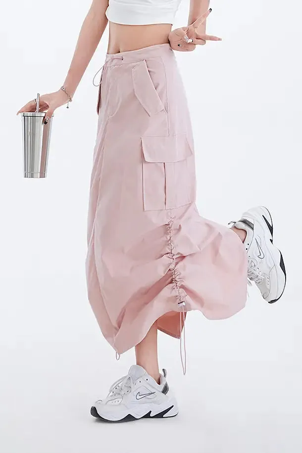 Grey Cargo Skirt with Pockets