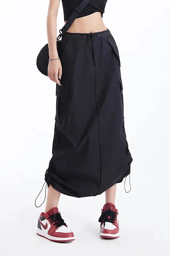 Grey Cargo Skirt with Pockets
