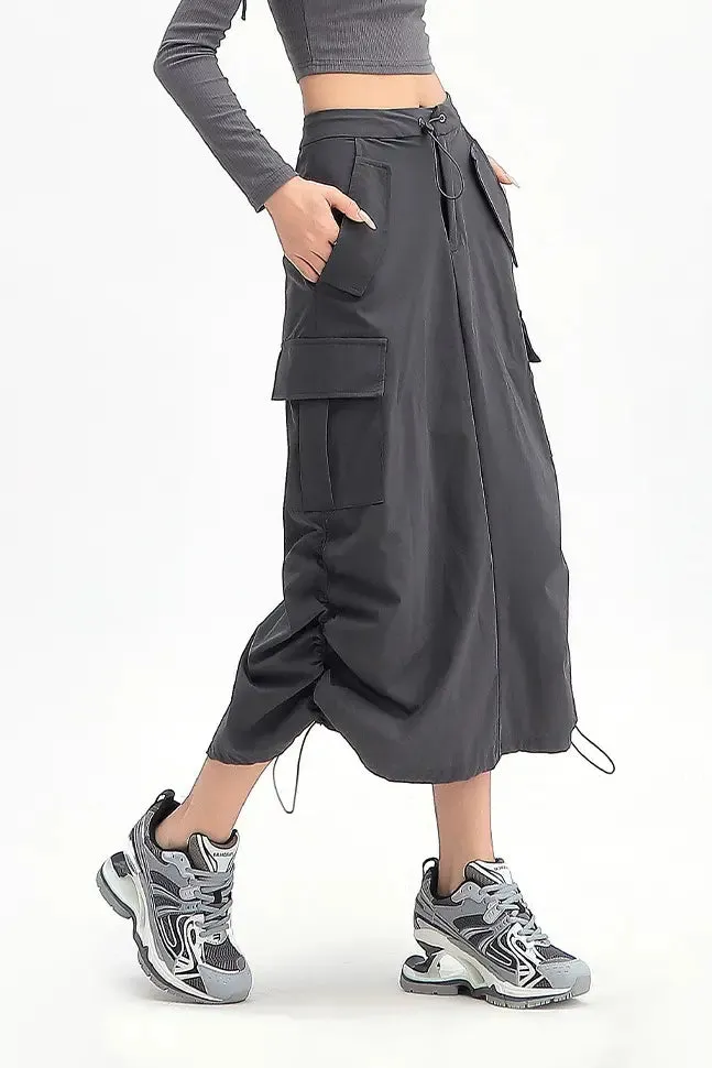 Grey Cargo Skirt with Pockets