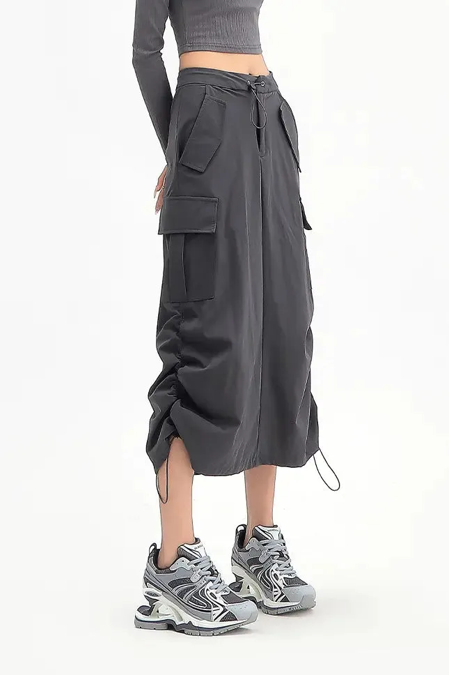 Grey Cargo Skirt with Pockets