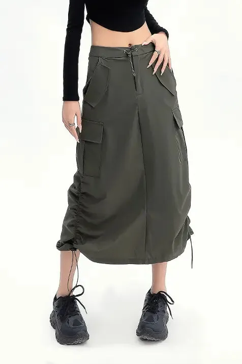 Grey Cargo Skirt with Pockets