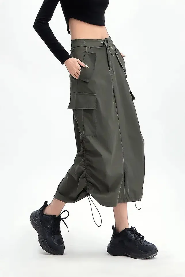 Grey Cargo Skirt with Pockets