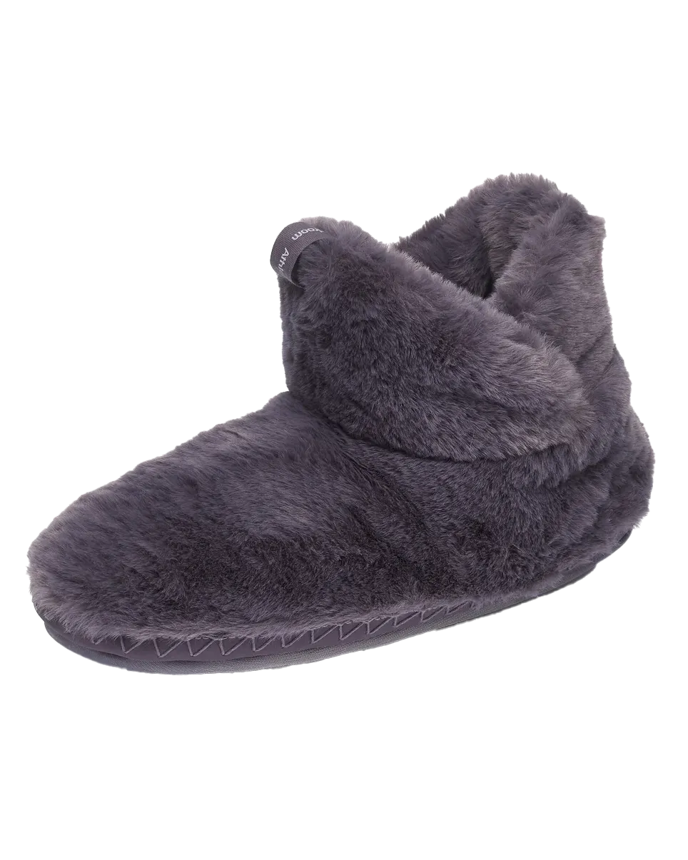 Harriet 100% Recycled High Density Faux Fur Slipper Boot in Ink