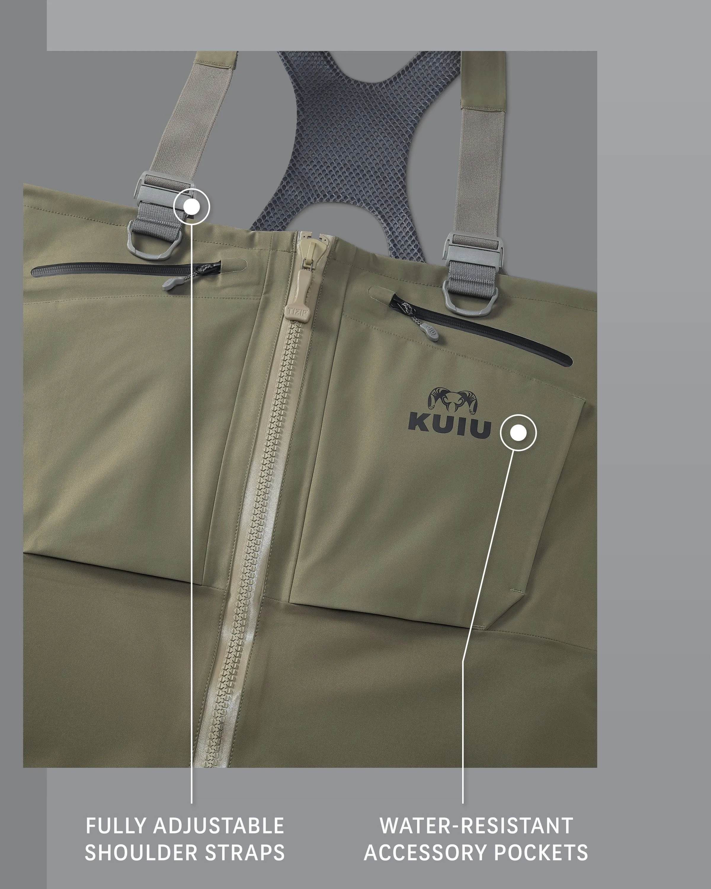 KUIU PRO HD Flex Zip Wader | Ash