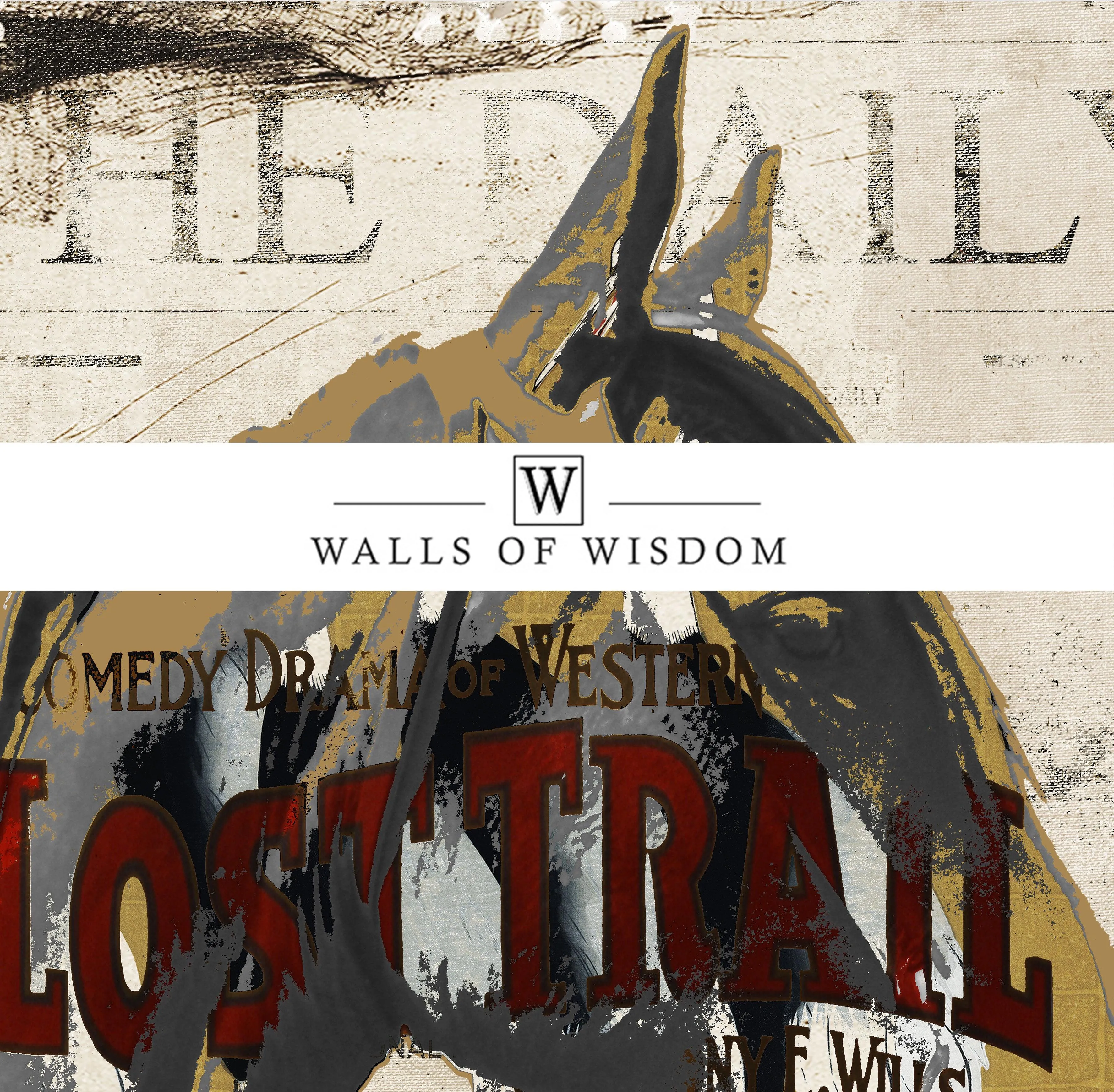 Lost Trail Cowboy & Horse Mural: Contemporary Western Wallpaper with Vintage Flair