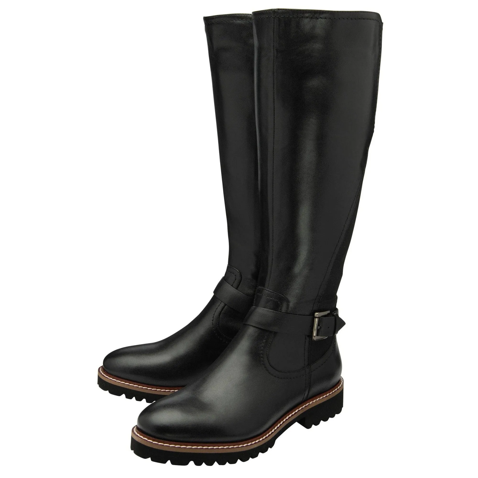 Lotus Belvedere Ladies Black Leather Side Zip Knee High Boots