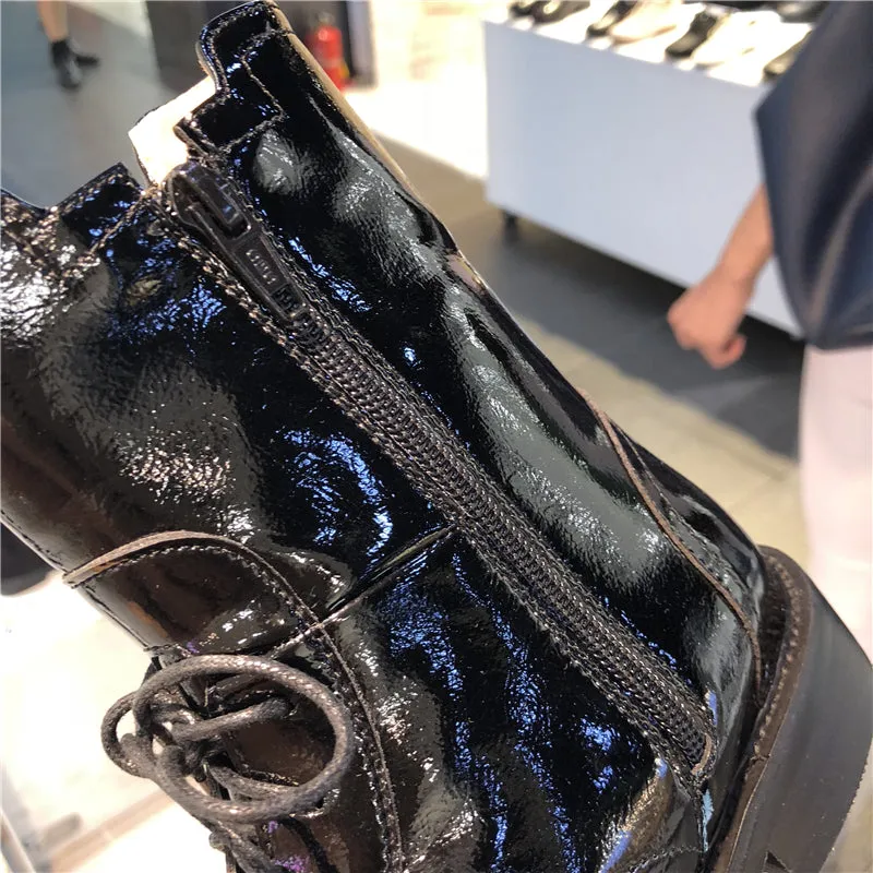 LUXE SEVEN DESIGN LACE UP CHELSEA BOOTS