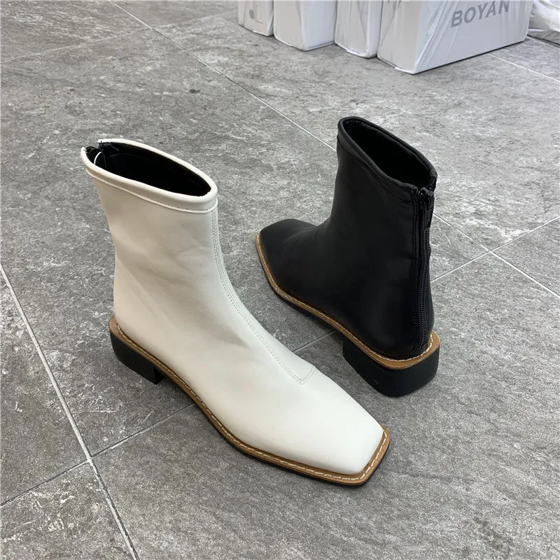 LUXE SEVEN DESIGN WIDE FIT SQUARE TOE BOOTS