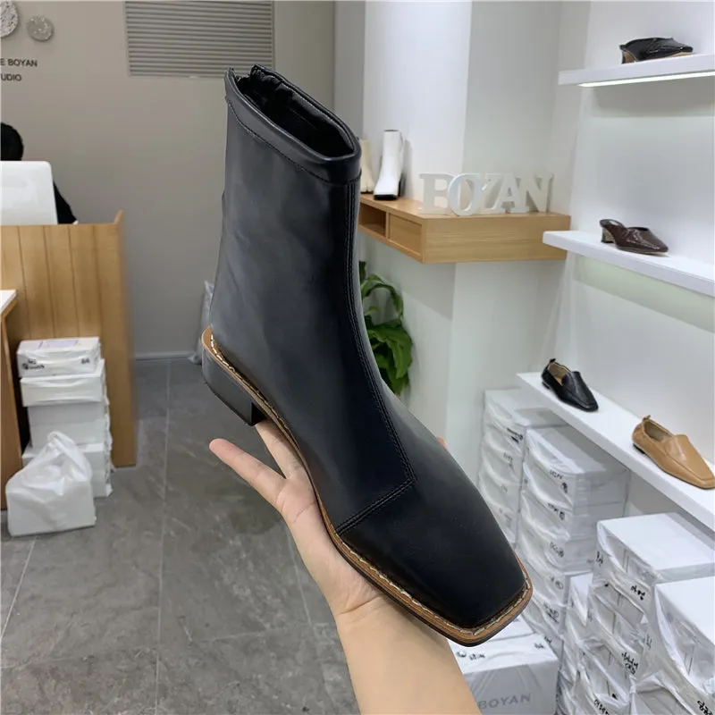 LUXE SEVEN DESIGN WIDE FIT SQUARE TOE BOOTS