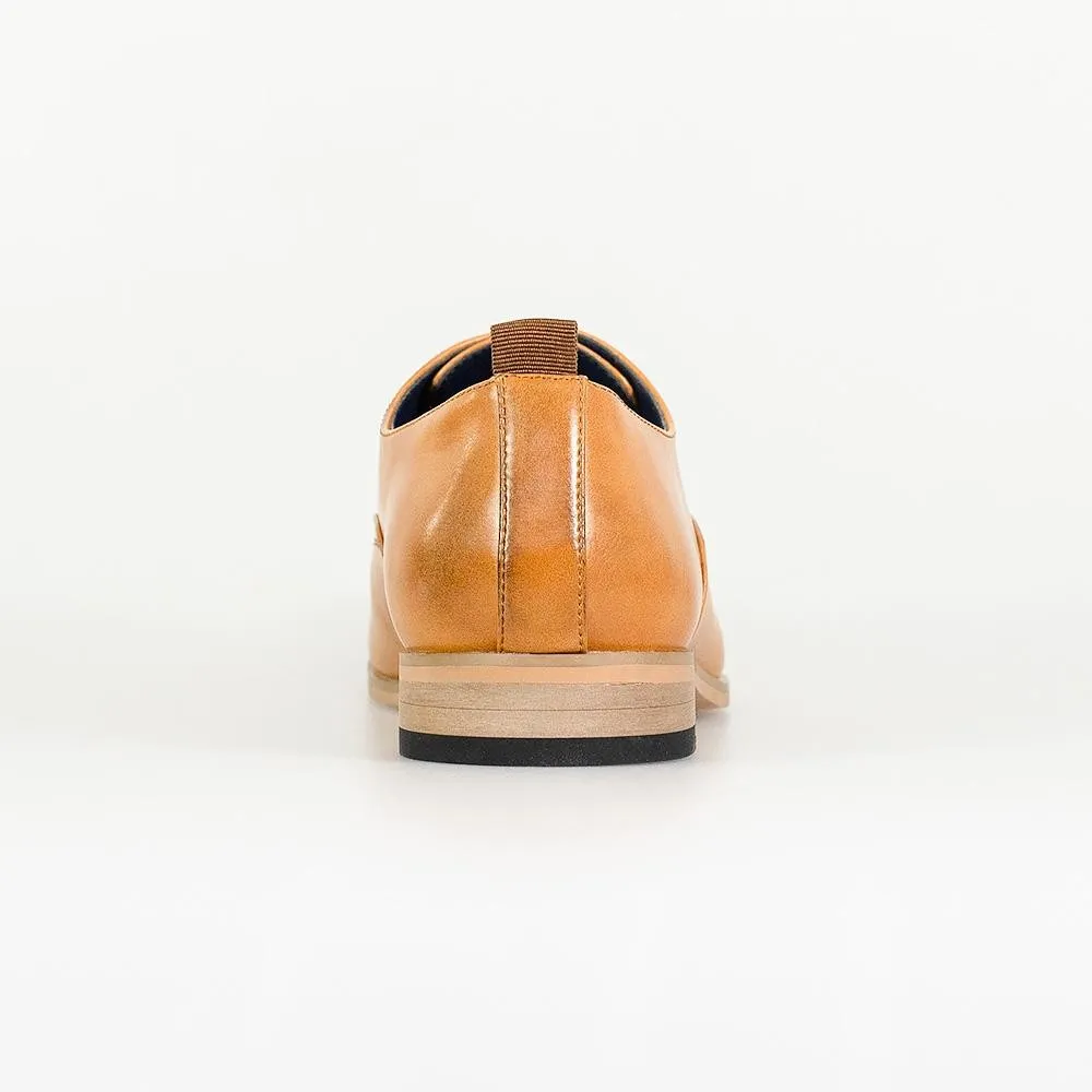 Men's Slip On Loafer Leather Shoes - CARLOTTA - Tan Brown