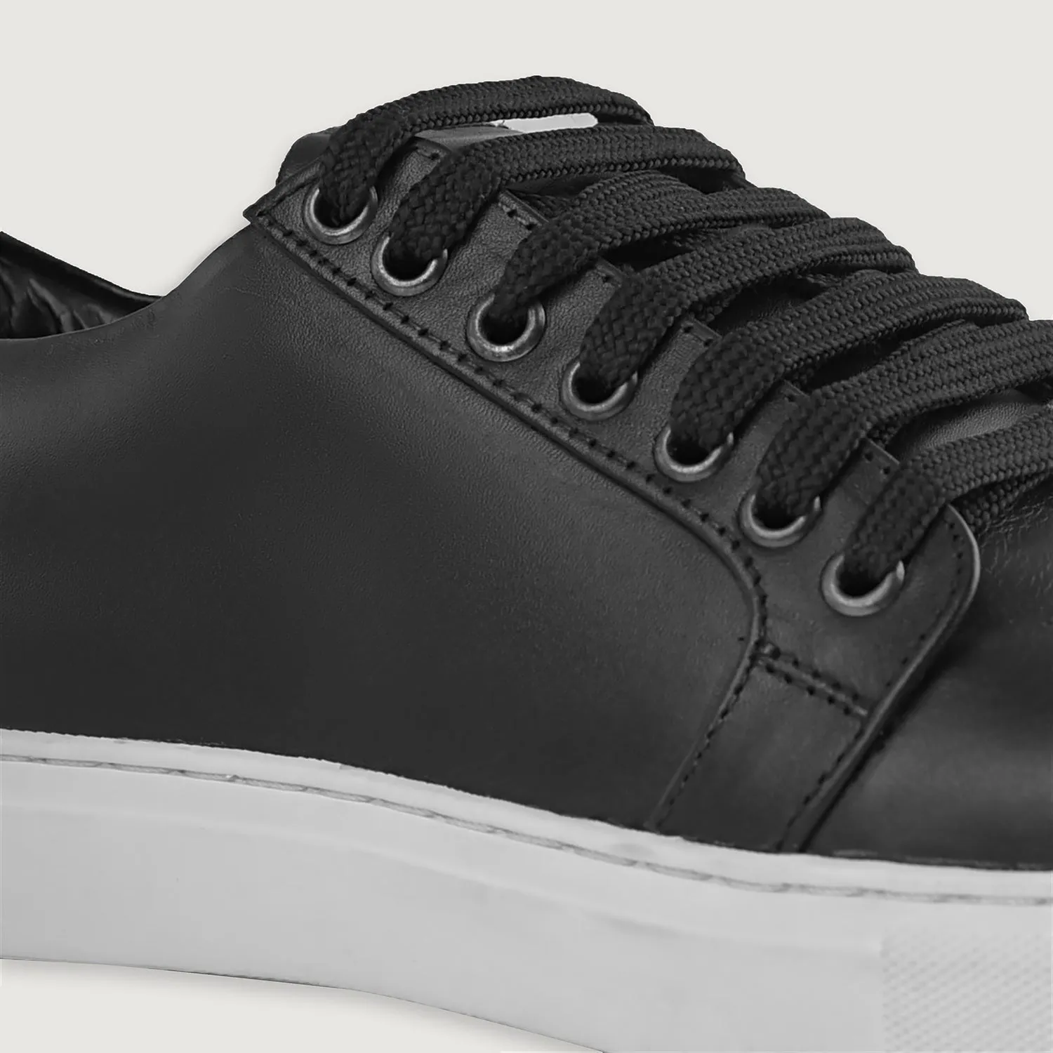 Murphy Low Top Black Leather Sneakers