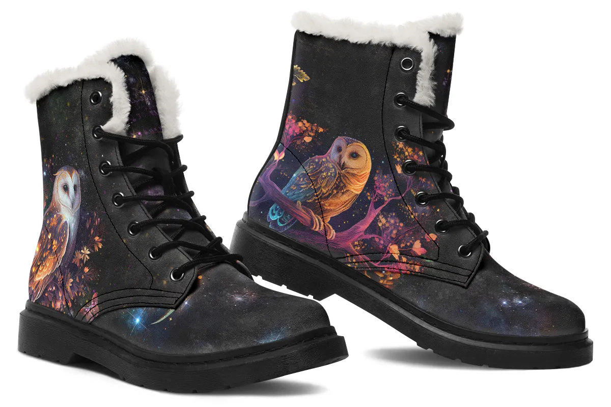 Owls Faux Fur Boots