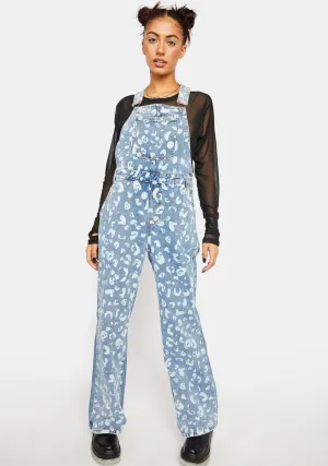Painted Leopard Denim Overalls