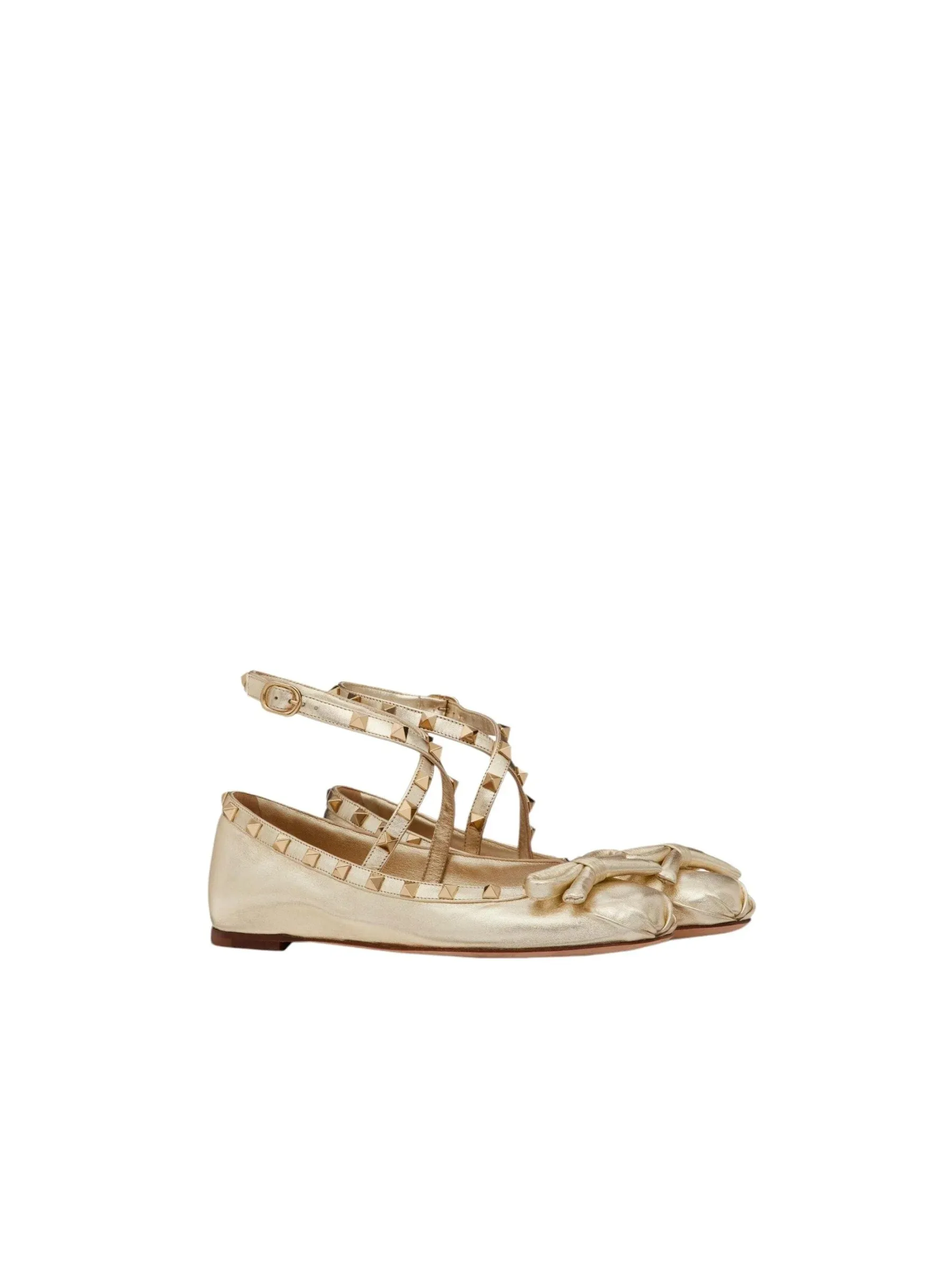 Rockstud Laminated Ballet Flats