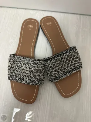 Sandals Flats By Zara In Black & White, Size: 10.5