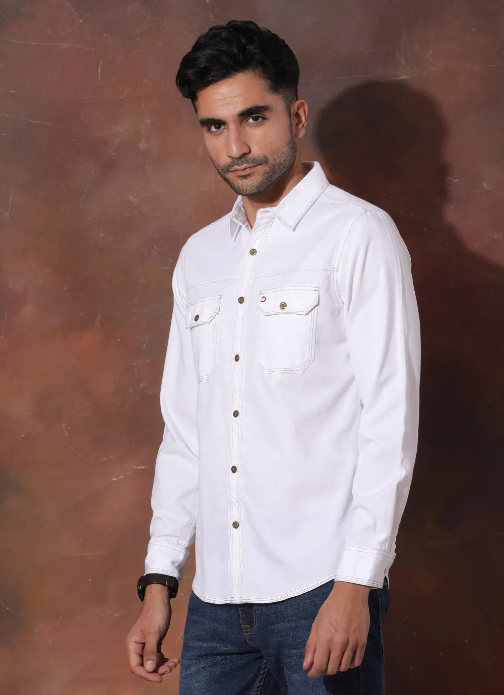 Statement White Denim Featuring Double Pocket
