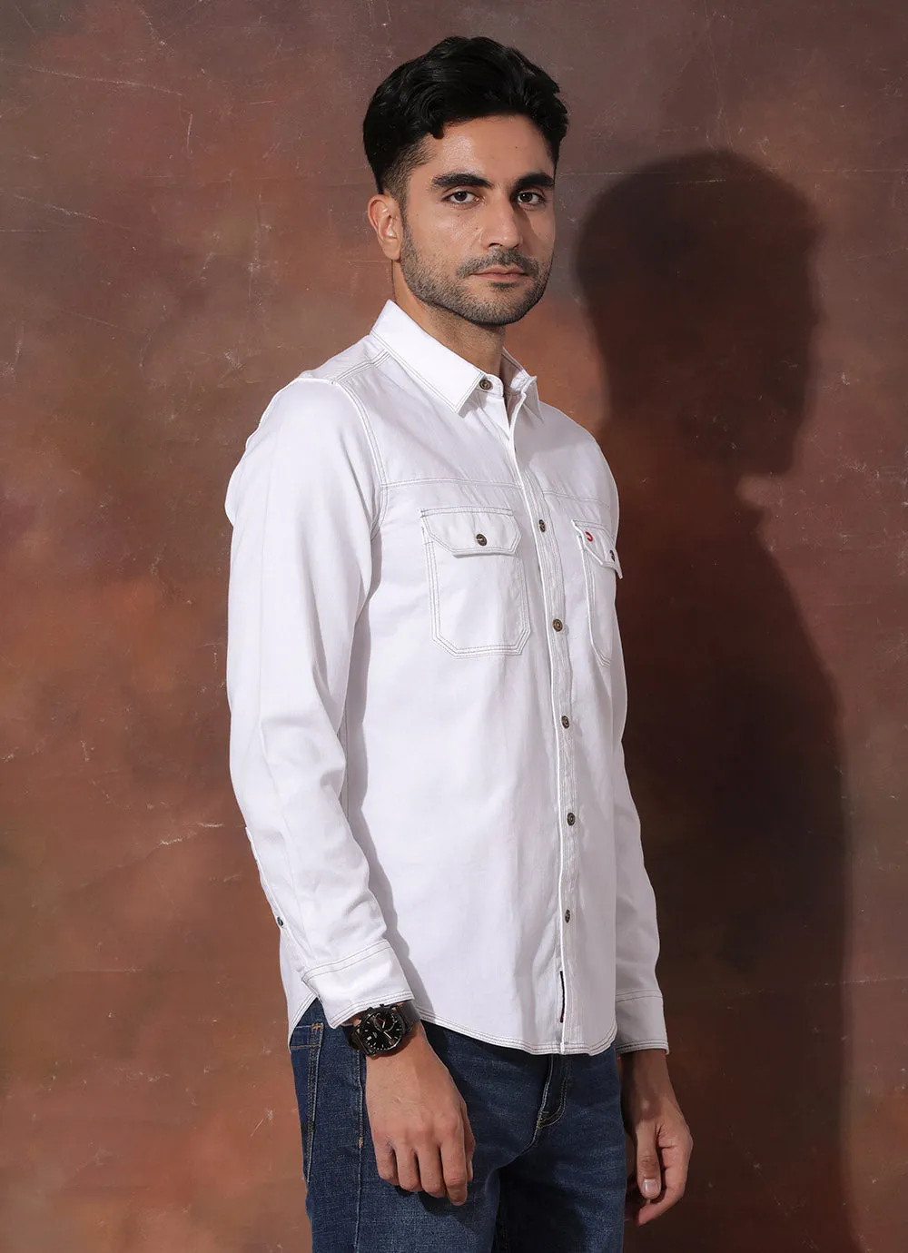 Statement White Denim Featuring Double Pocket