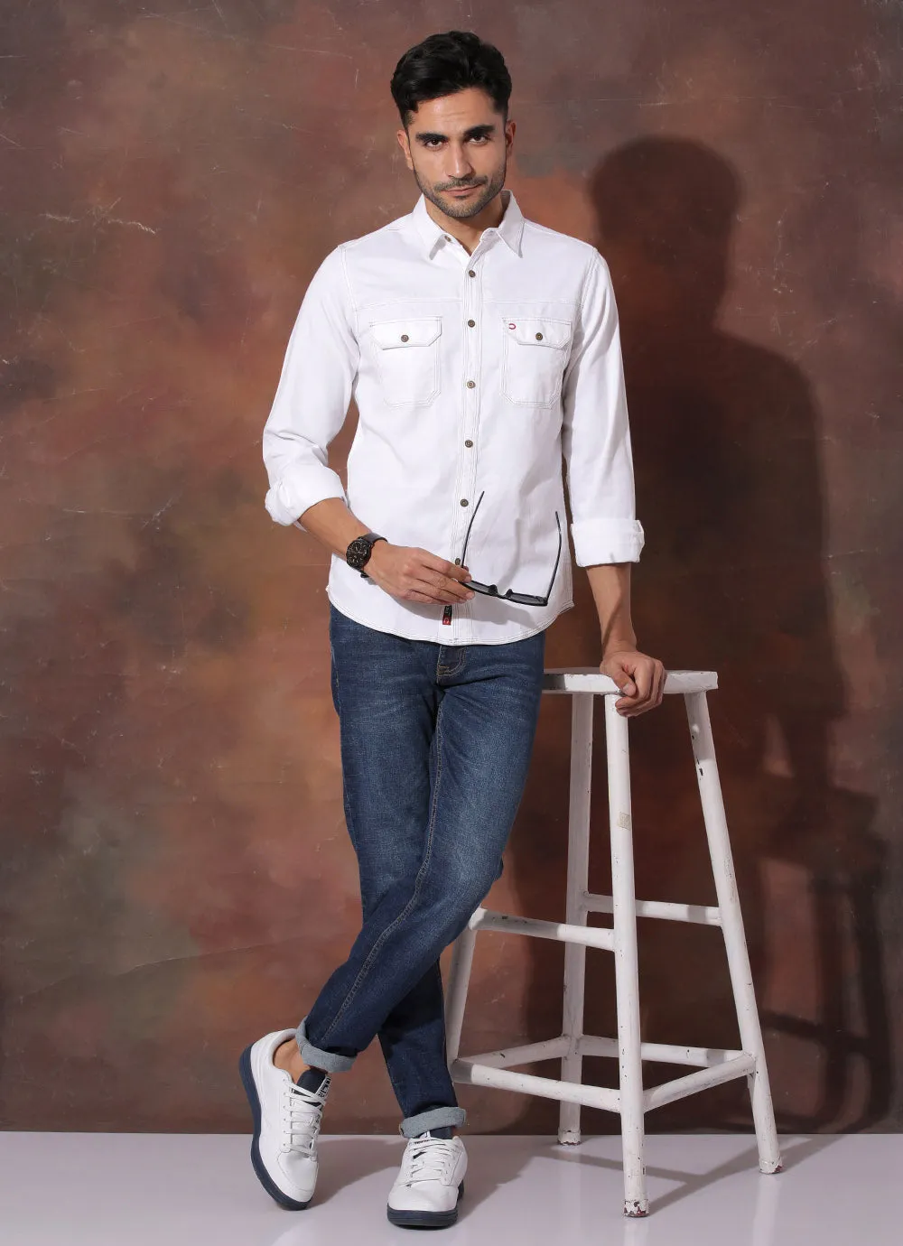 Statement White Denim Featuring Double Pocket